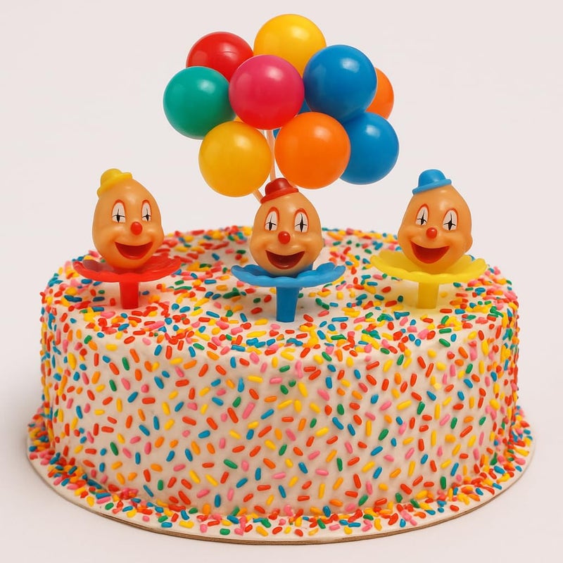 Oasis Supply 1-1/2-Inch Birthday Clown Ruffle Collar Decorating Cupcake/Cake Picks, Small, Assorted Colors, Set of 12 - Image 3